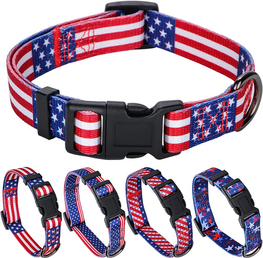 American Flag Dog Collar Independence Day Fourth of July the Great America Dog Collars M(Neck 13.1"-19", Width 3/4")