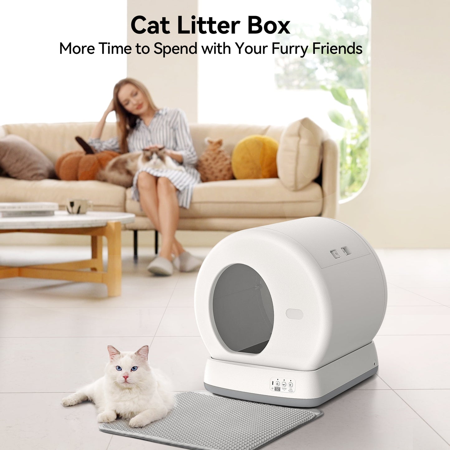 Smart Automatic Self-Cleaning Cat Litter Box, APP Control/Integrated Safety Protection, Yellow